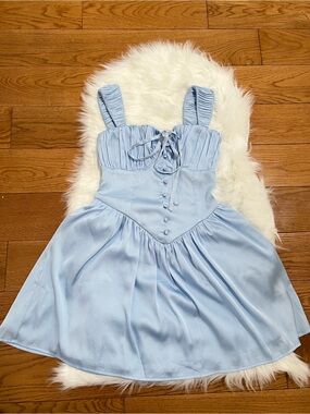ASOS Light Blue Ruffle-Strap Corset Dress